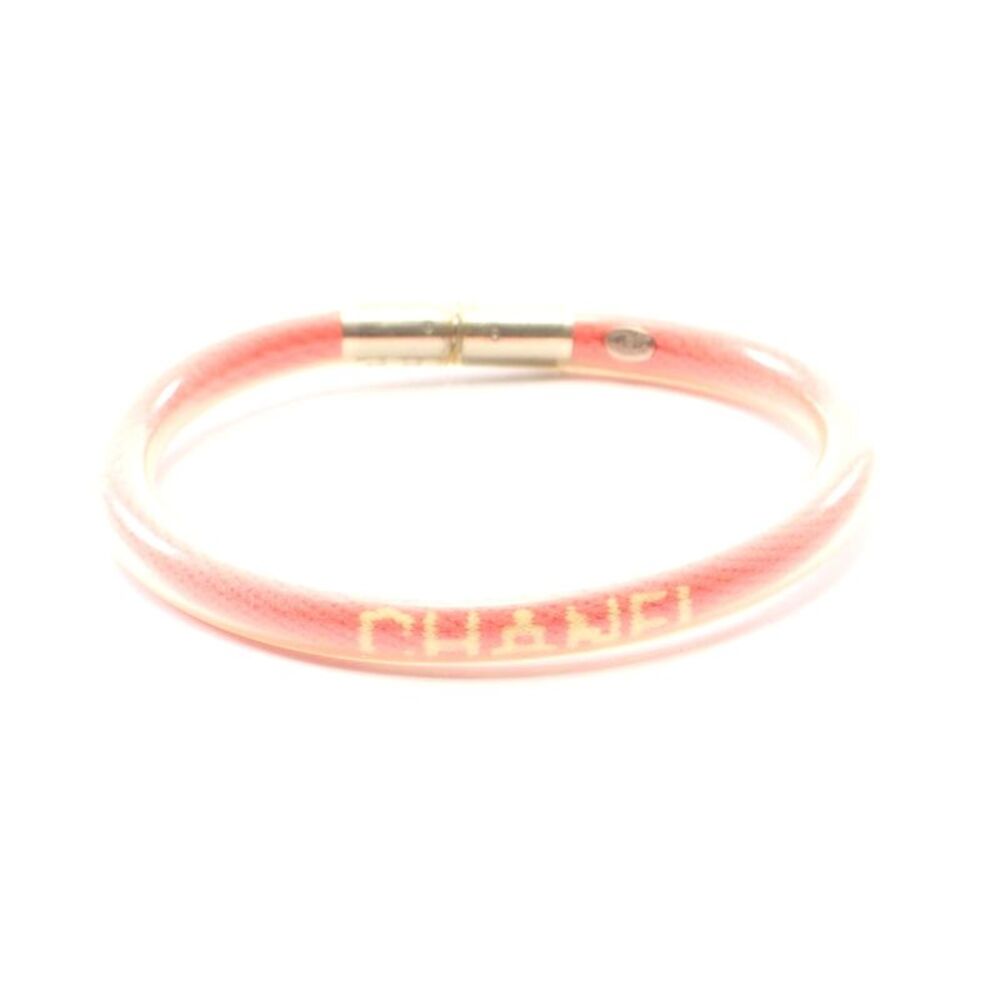 Chanel Logo Tube Bangle Bracelet Pink